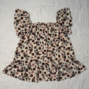 Sienna Sky peplum Floral Ruffle off the shoulder Sleeve Blouse Size Medium Top